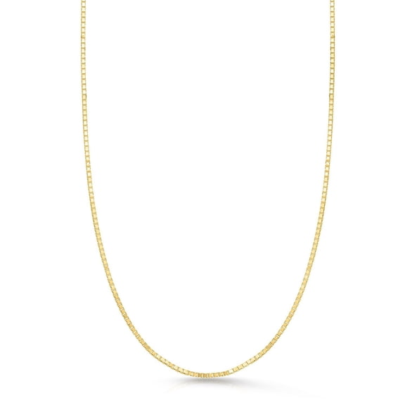 Adjustable Box Link Chain Necklace in 14K Gold, 0.70mm