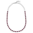 thumbnail image 1 of Emerald Cut Lab Created Gemstone Halo Tennis Necklace in Sterling Silver, 1 of 3