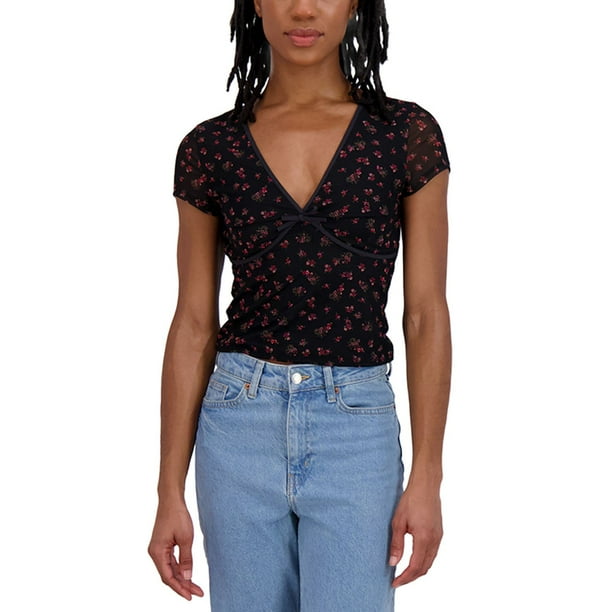 Aeropostale Women's Mesh V-Neck Crop Top