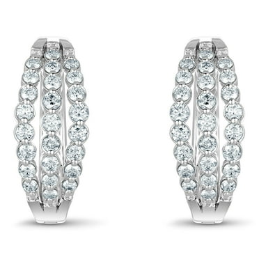 1.0 CT. T.W. Diamond Hoop Earrings in 14K Gold