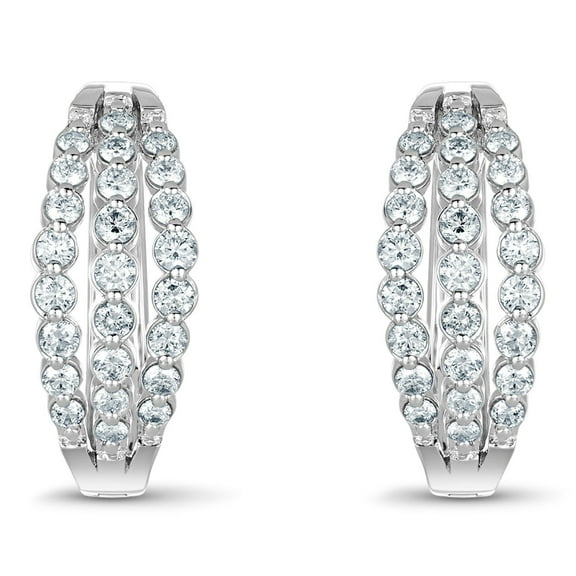 1.0 CT. T.W. Diamond Hoop Earrings in 14K Gold