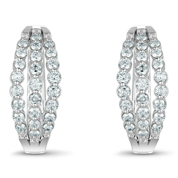 1.0 CT. T.W. Diamond Hoop Earrings in 14K Gold