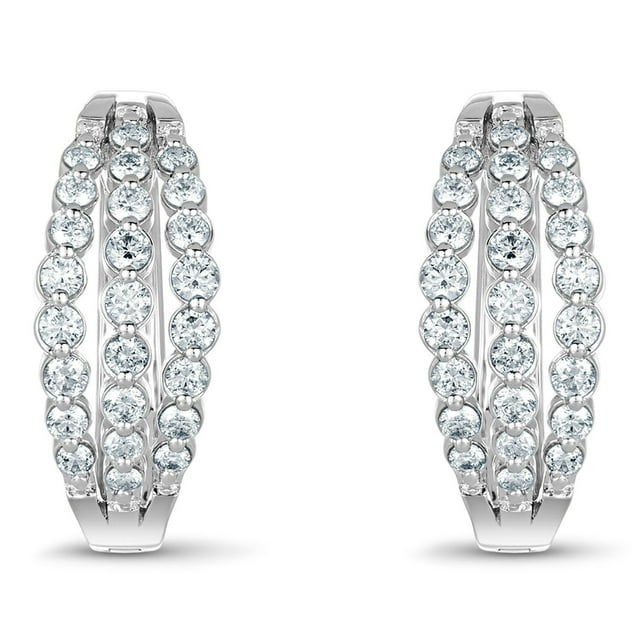 1.0 CT. T.W. Diamond Hoop Earrings in 14K Gold