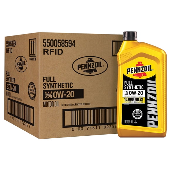 Pennzoil Full Synthetic 0W-20 Motor Oil 6 Pack/1 Quart Bottles