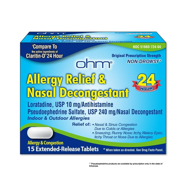SAMS OHM ALLERGY RELIEF PSE 24HR TAB 15