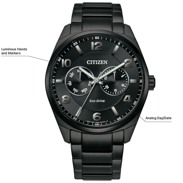 【CITIZEN Eco-Drive】 腕時計 ブラック Citizen Eco-Drive Classic Black Ion-Plated Stainless Steel Watch