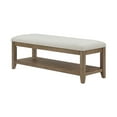 thumbnail image 6 of Westport Beige Fabric Upholstery and Wood Bench with Lower Storage Shelf, 6 of 7