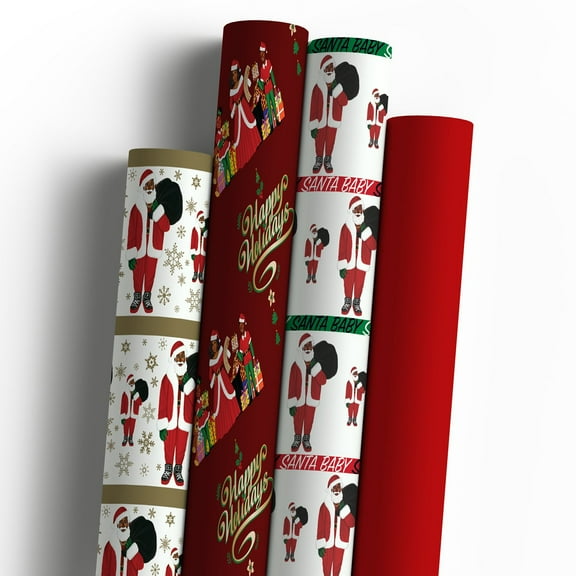 Mah Melanin Holiday Magic Premium Holiday Wrapping Paper, 4 pk.