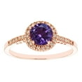 thumbnail image 1 of Round Cut Gemstone & 0.13 CT. T.W. Halo Diamond Ring in 14K Gold, 1 of 5