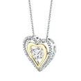 thumbnail image 3 of Round Cut Lab Created White Sapphire & Diamond Heart Dancing Pendant Necklace in 14K Gold & Sterling Silver, 3 of 7