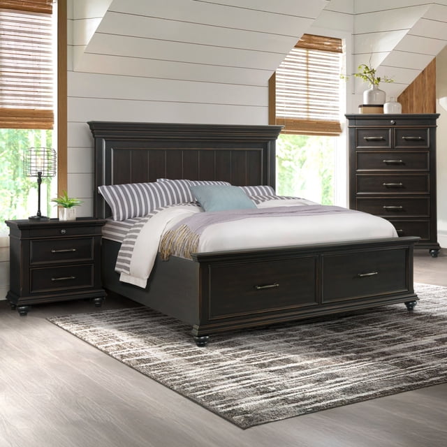 Society Den Brooks Poplar Wood Platform Storage Bedroom Set, Assorted Sizes and Sets