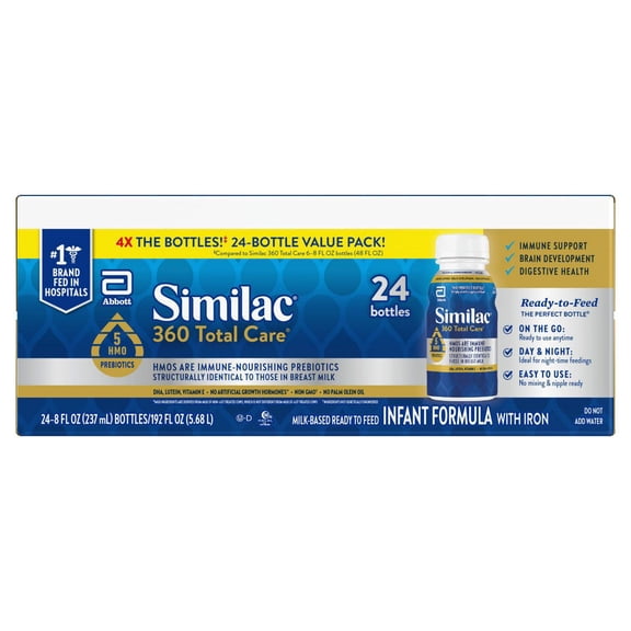 Similac 360 Total Care Infant Formula, Ready to Feed, 8 fl. oz., 24 ct.