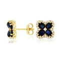 thumbnail image 1 of Oval Cut Gemstone & 0.35 CT.T.W. Diamond Clover Stud Earrings in 14K Gold, 1 of 3