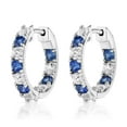 thumbnail image 1 of Lab Created Gemstone Huggie Hoop Earrings in Sterling Silver, 1 of 6