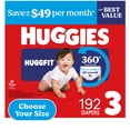 thumbnail image 1 of Huggies Little Movers HuggFit 360° Diapers, Sizes 3-7, 1 of 13