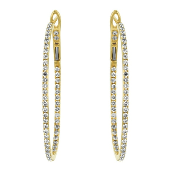 1.00 CT. T.W. Round Cut Diamond Oval Hoop Earrings in 14K Gold