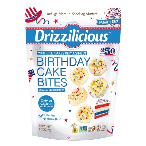 Drizzilicious USA 250 Birthday Cake Mini Rice Cakes, 8 oz.