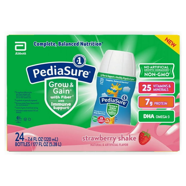 PediaSure Nutritional Grow & Gain Shake with Fiber, Strawberry 7.4 fl. oz., 24 pk.