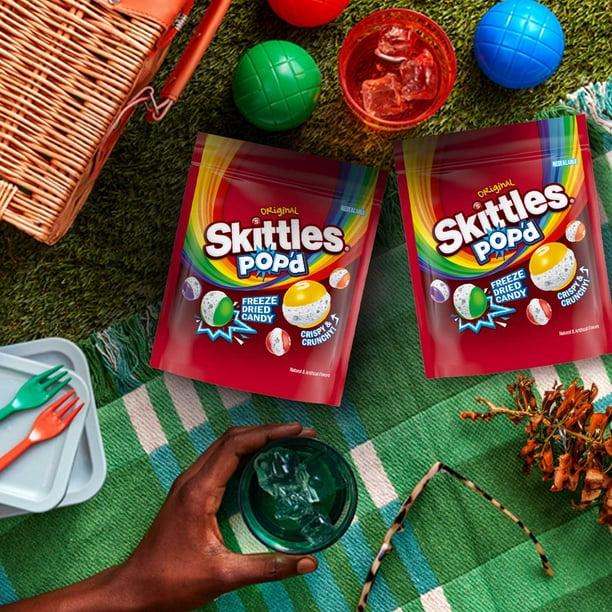 Skittles Pop'd Originals Freeze Dried, Resealable Candy, 5.5 oz, 2