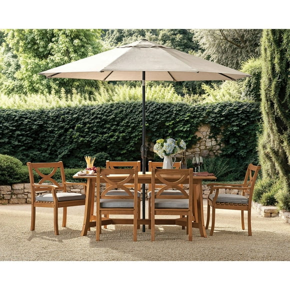 Member's Mark Catalina Teak Dining Set with Sunbrella Fabric, 7pc