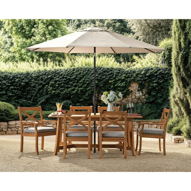 Member's Mark Catalina Teak Dining Set with Sunbrella Fabric, 7pc