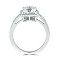 thumbnail image 3 of Emerald Cut Gemstone & 0.14 CT. T.W. Halo Diamond Ring in Sterling Silver, 3 of 4