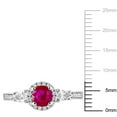 thumbnail image 3 of Ruby & White Sapphire with Diamond Accent 3-Stone Halo Ring in 14K Gold, 3 of 7