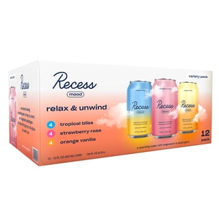 Recess Mood Sparkling Water Variety Pack with Magnesium & Adaptogens, 12 fl. oz., 12 pk.