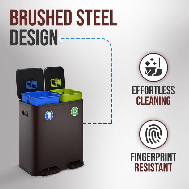 Simpli-Magic 18.5 Gallon (40L x 30L) Dual Compartment Step Trash