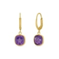 thumbnail image 2 of Cushion Cut Gemstone Bezel Set Dangle Earrings in 14K Gold, 2 of 6