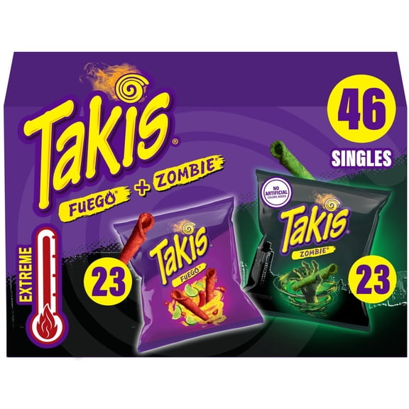 Takis Rolled Tortilla Chips Variety Pack, Fuego & Zombie, 1 oz., 46 pk.