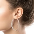 thumbnail image 4 of Wedding Band Style Hoop Earrings in Sterling Silver, 4 of 6