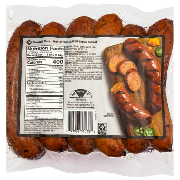 Member's Mark Pork Cheddar Jalapeno Sausage 3 lbs., 12 ct