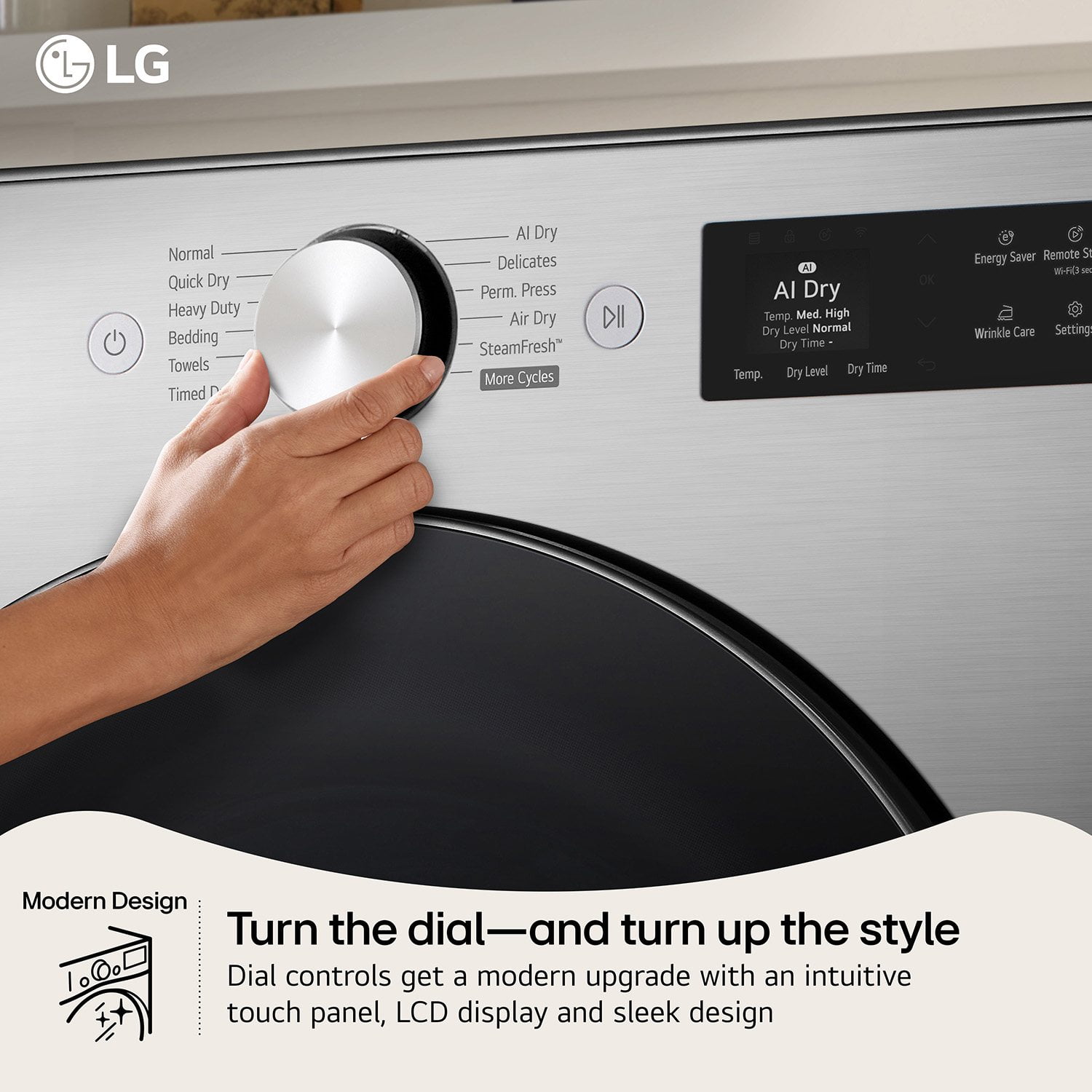 LG 7.4 cu. ft. Ultra Large Capacity Electric Dryer with AI Sensor