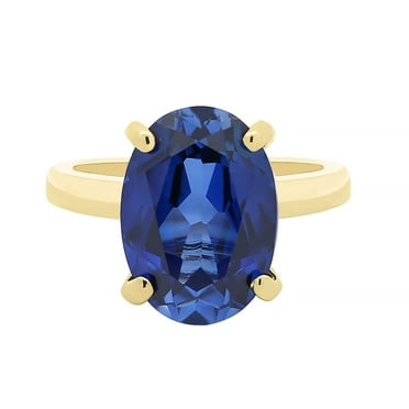 Solitaire Oval Gemstone Ring in 14K Gold