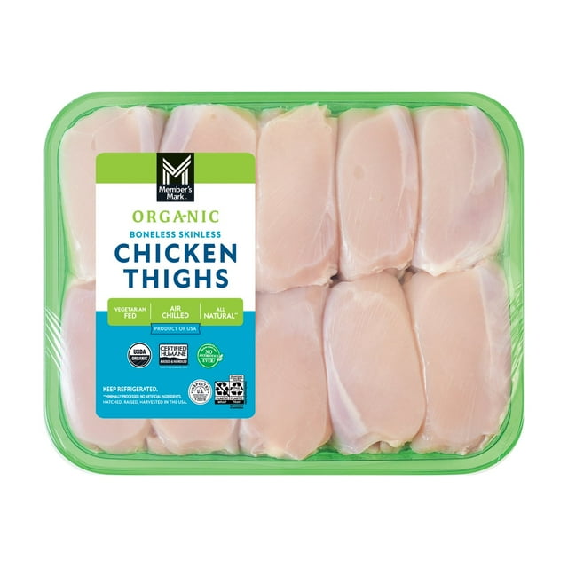 Member's Mark Organic Boneless and Skinless Chicken Thighs, priced per pound