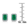 thumbnail image 4 of Emerald Cut Lab Created Gemstone & 0.11 CT. T.W. Diamond Stud Earrings in Sterling Silver, 4 of 5