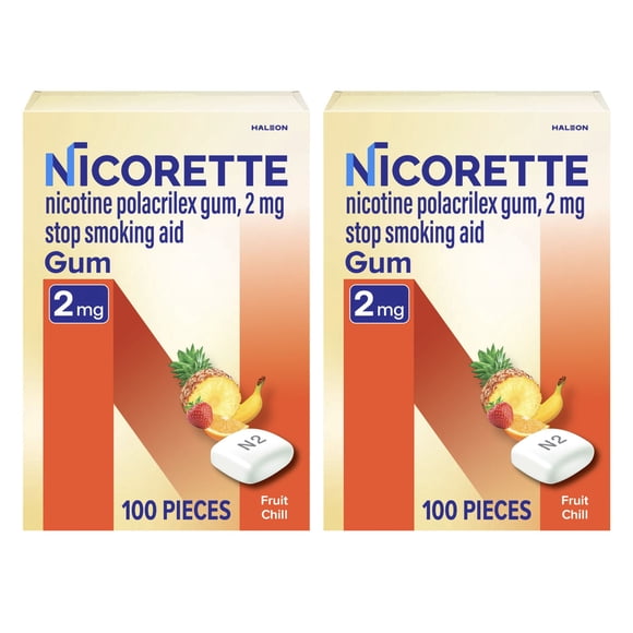 Nicorette Nicotine Gum, 2 mg or 4 mg, Fruit Chill Flavor, 200 Count