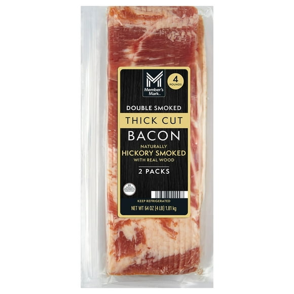 Member's Mark Double Smoked Thick Cut Bacon, 2 lbs., 2 pk.