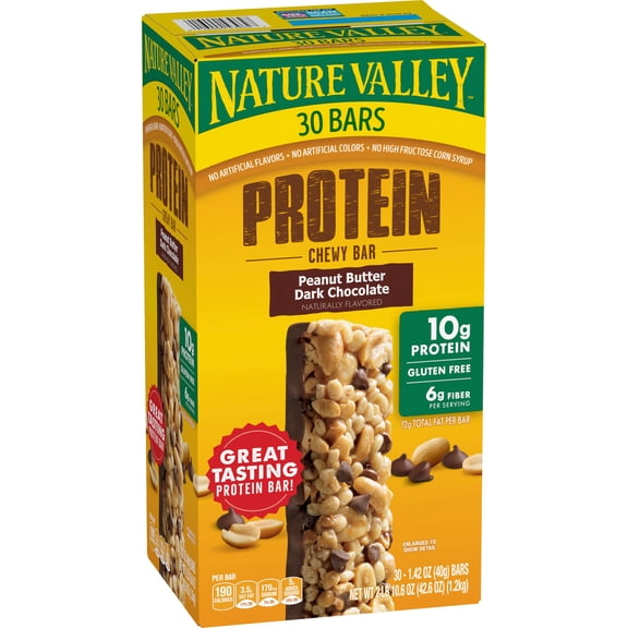 Nature Valley Peanut Butter Dark Chocolate Protein Chewy Bars, 30 ct.