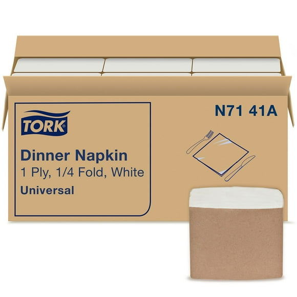 Tork Universal 1/4 Fold 1-Ply White Dinner Napkins,  12 pks., 334 napkins/pk.