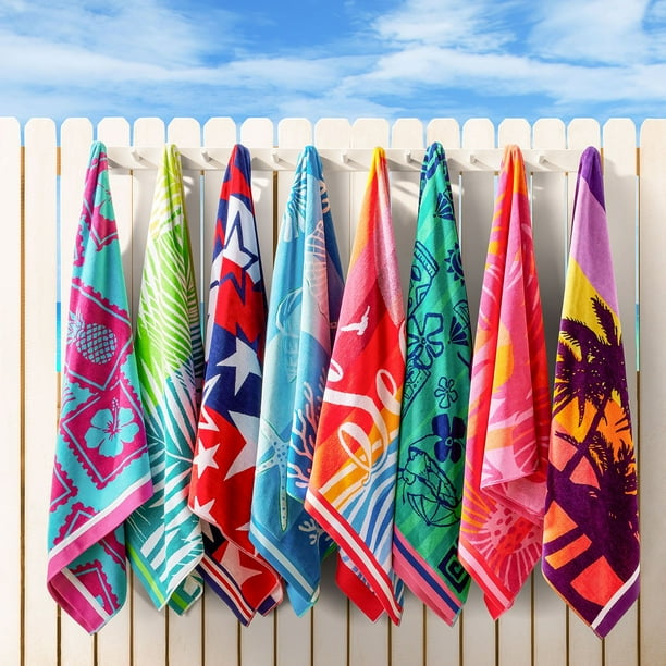 Ban.do 'Beach, Please!' Giant Oversized Terry Cloth Towel - Red, 72x40 Inches, Be Present Design