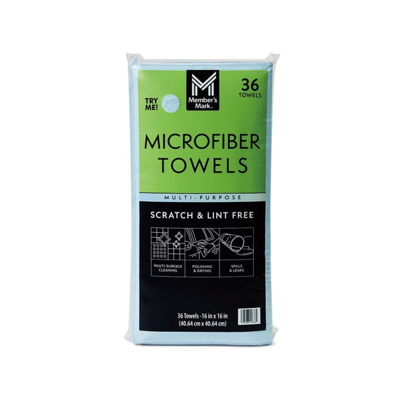 Member's Mark Microfiber Towels, 16" x 16", 36 ct., Choose Color