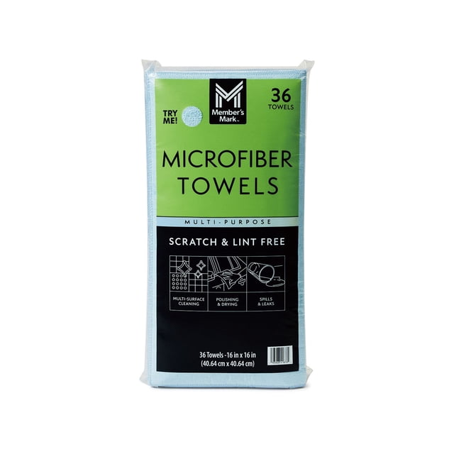 Member's Mark Microfiber Towels, 16" x 16", 36 ct., Choose Color
