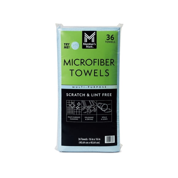 Member's Mark Microfiber Towels, 16" x 16", 36 ct., Choose Color