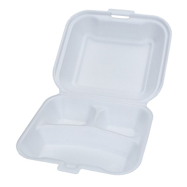 Termo Envases Foam 3-Compartment Carryout Container, 8