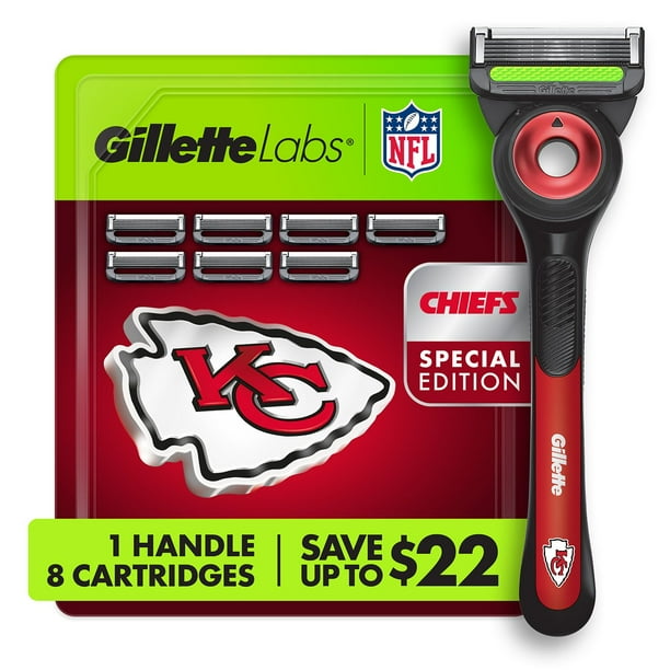 Gillette Labs NFL Kansas City Chiefs Men's Razor, Handle + 8