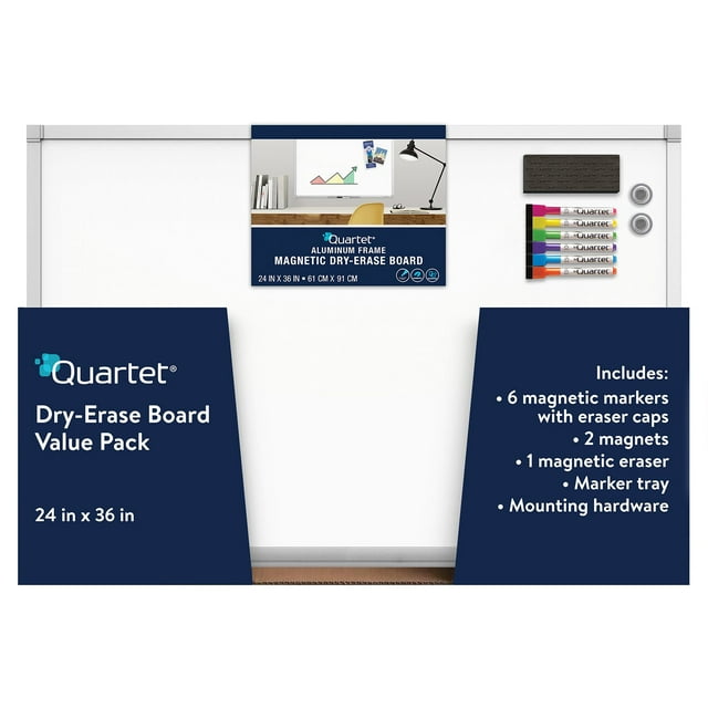 Quartet Magnetic Dry-Erase Board, 24" x 36", Value Pack