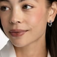 thumbnail image 5 of Lab Created Gemstone Huggie Hoop Earrings in Sterling Silver, 5 of 6