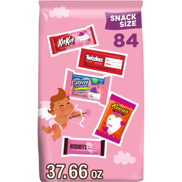 Hershey Valentine Assorted Flavored Snack Size Candy, 84 pcs.